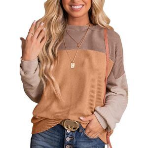 BRAND NEW Dokotoo Color Block Long Sleeve Casual Pullover Top